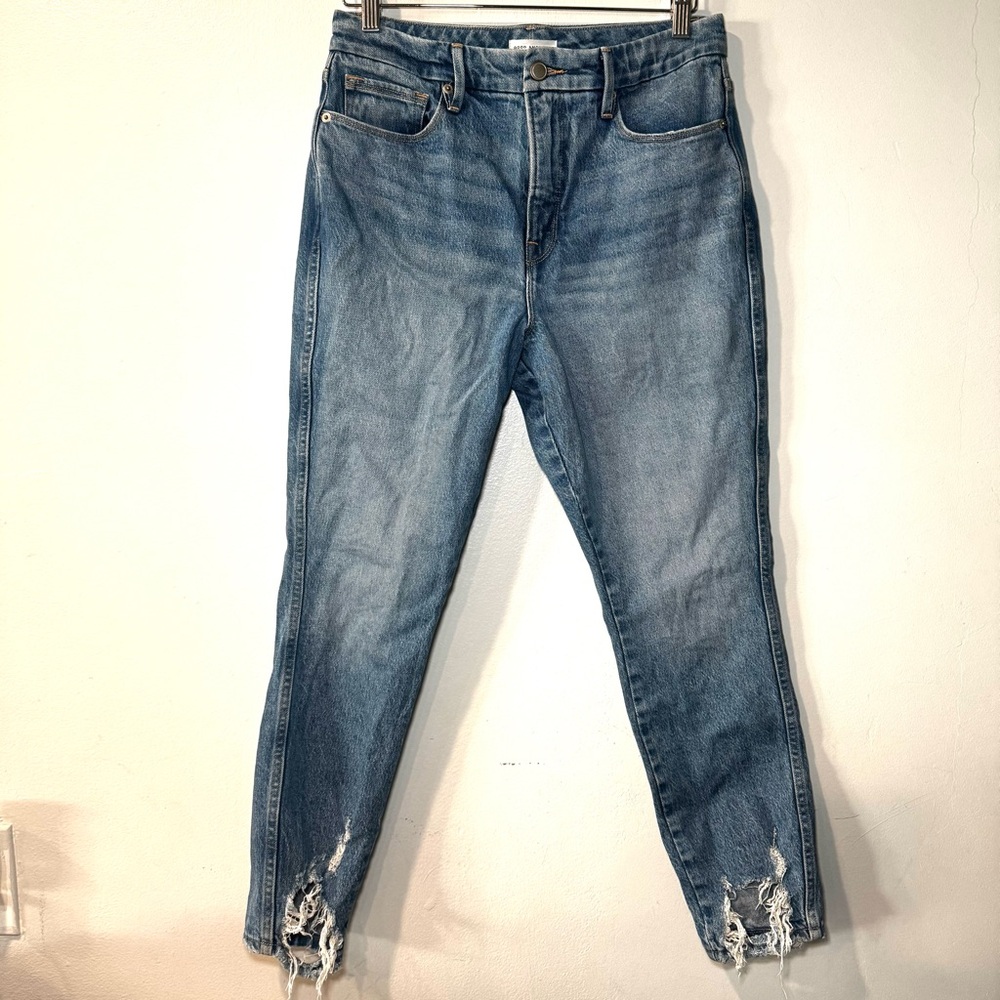 Good American Blue Denim Jeans Size 6/28 Distressed Classic